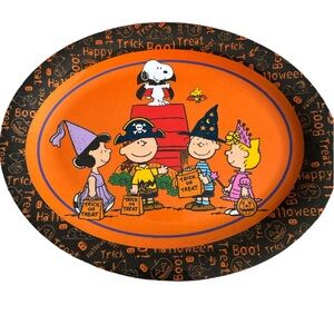 Peanuts Charlie Brown Snoopy Halloween Serving Tray Trick or Treat Home Plate